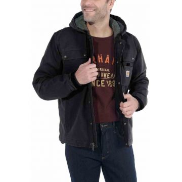 Geaca barbati  Sandstone Barlett - negru - material bumbac - captuseala Sherpa - multe buzunare -