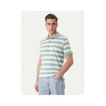 Polo barbati -  dungi - verde - bumbac