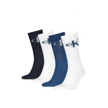 Set 4 perechi sosete lungi  Alb - Negru - Alb | Albastru