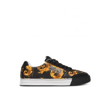 Tenisi barbati -  negru/auriu - piele naturala - sintetic