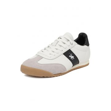 Tenisi barbati -  piele naturala - alb - textil