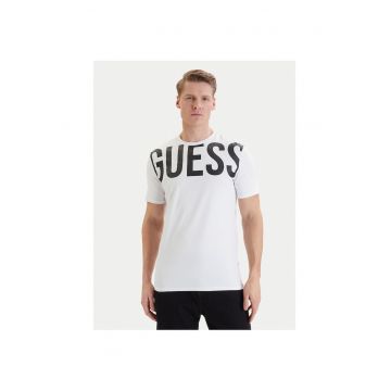 Tricou barbati -  alb - slim fit - bumbac