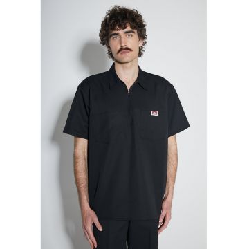 Tricou barbati  neagra - bumbac - cu fermoar si doua buzunare -