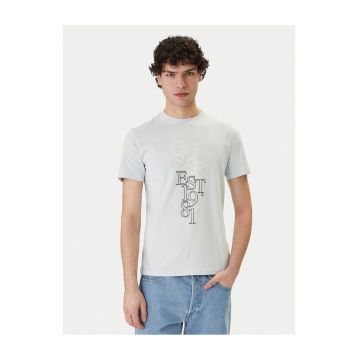 Tricou barbati -  slim fit - albastru - din bumbac