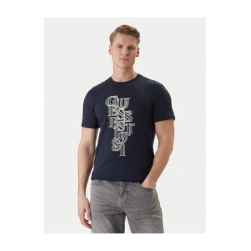 Tricou barbati -  slim fit - bleumarin - din bumbac
