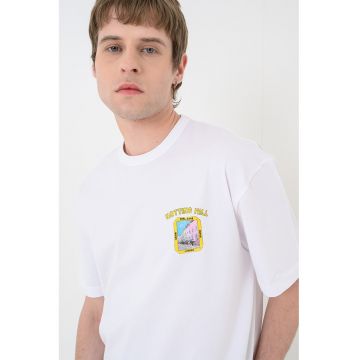 Tricou cu decolteu la baza gatului Sagan - Alb/Galben deschis