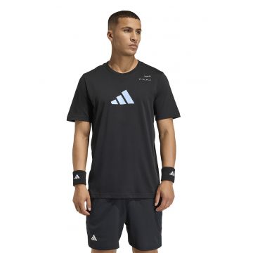 Tricou cu imprimeu grafic pentru tenis - Negru/Albastru glaciar