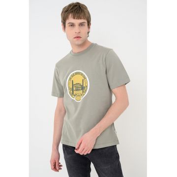 Tricou cu imprimeu logo Shaw - Galben antichizat/Sage Green