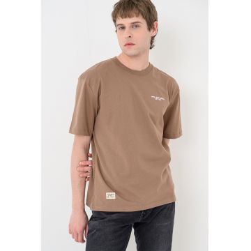 Tricou cu imprimeu pe partea din spate Silver - Alb/Maro deschis