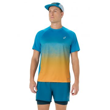 Tricou cu model - pentru alergare Road Fade SS - Verde/Turcoaz