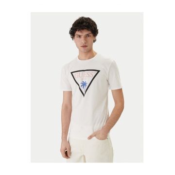 Tricou de barbati -  slim fit - alb - din bumbac