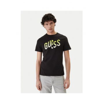 Tricou de barbati -  slim fit - negru - din bumbac