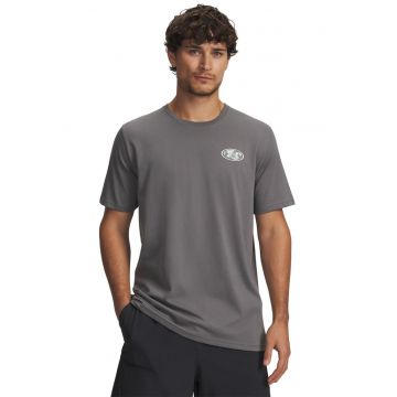 Tricou din amestec de bumbac cu imprimeu foto - Gri inchis