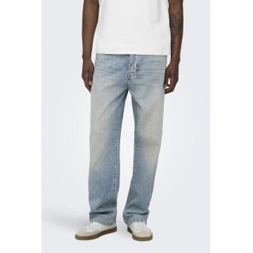 Blugi ampli cu aspect deteriorat - Albastru deschis -