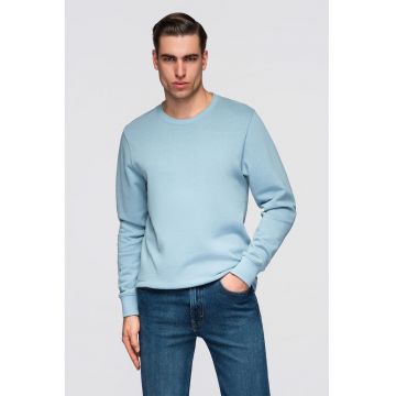 Bluza de trening din bumbac cu decolteu la baza gatului - Albastru prafuit