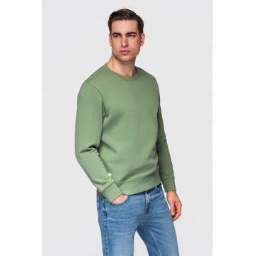 Bluza de trening din bumbac cu decolteu la baza gatului - Verde