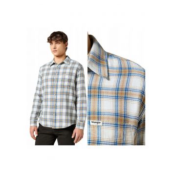 Camasa Barbati -  1PKT Indigo Shirt - Regular Fit - Design Clasic - Maneci Lungi - Cu Guler - Cu Nasturi - Bumbac - Multicolor - Alb