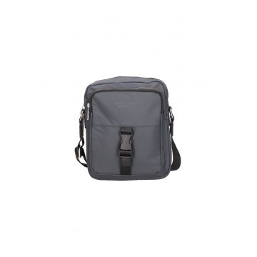 Geanta crossbody cu bareta logo - Gri