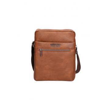 Geanta crossbody cu buzunar frontal - Maro