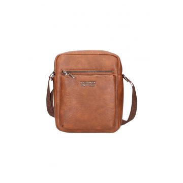 Geanta crossbody cu fermoar - Maro