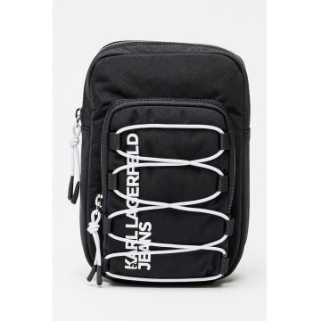 Geanta crossbody cu logo - Negru