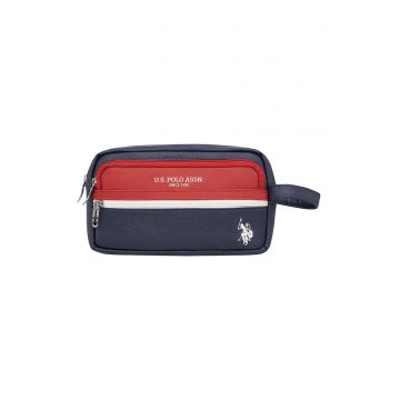 Geanta de piele ecologica cu maner - Rosu/Bleumarin