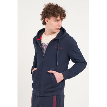 Hanorac cu fermoar si logo - Albastru ultramarin