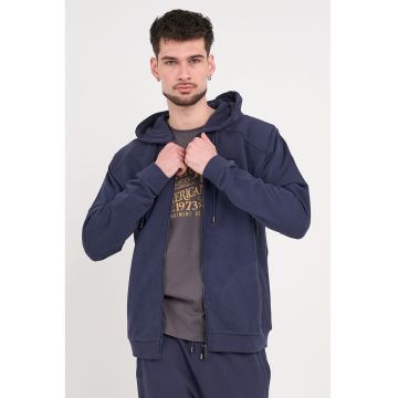 Hanorac cu fermoar si maneci lungi - Bleumarin