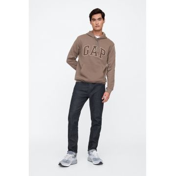 Hanorac cu logo si buzunare kangaroo - Maro deschis