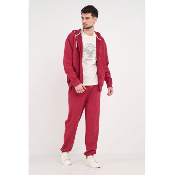 Hanorac cu maneci lungi si fermoar - Rosu capsuna