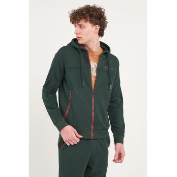 Hanorac cu maneci lungi si fermoar - Verde padure