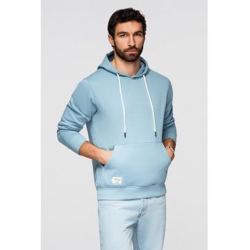 Hanorac din bumbac cu buzunar kangaroo - Albastru deschis
