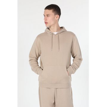 Hanorac regular fit cu buzunar kangaroo - Bej