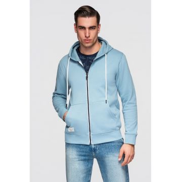 Hanorac regular fit cu buzunare - Albastru deschis