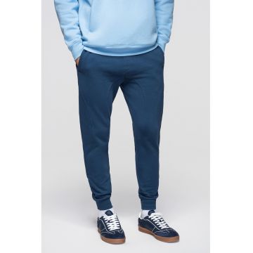 Pantaloni de trening din bumbac cu snururi de ajustare - Albastru inchis