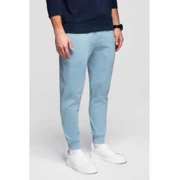 Pantaloni de trening din bumbac cu snururi de ajustare - Albastru prafuit