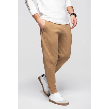 Pantaloni de trening din bumbac cu snururi de ajustare - Maro camel