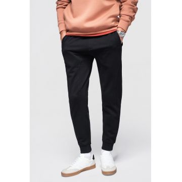 Pantaloni de trening din bumbac cu snururi de ajustare - Negru