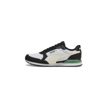 Pantofi sport de piele ecologica cu garnituri de plasa Runner - Verde/Negru/Alb murdar