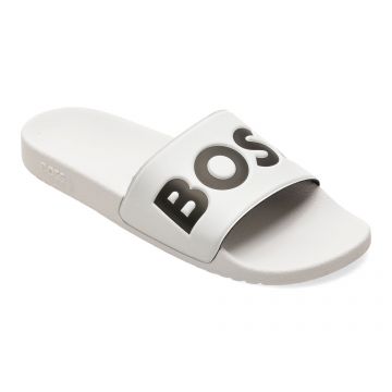 Papuci BOSS albi, 6835, din pvc