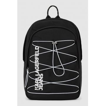 Rucsac cu fermoar si logo - Alb/Negru