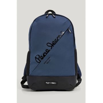 Rucsac cu imprimeu logo si fermoar - Bleumarin