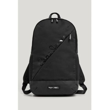 Rucsac cu imprimeu logo si fermoar - Negru