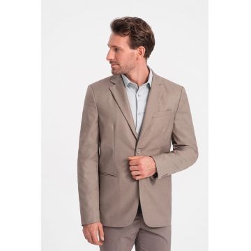 Sacou elegant regular fit cu buzunare cu refilet - Bej