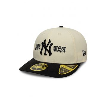 Sapca cambrata cu logo brodat - Negru/Bej deschis