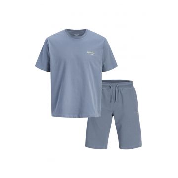 Set de pantaloni scurti si tricou - 2 piese - Albastru pastel