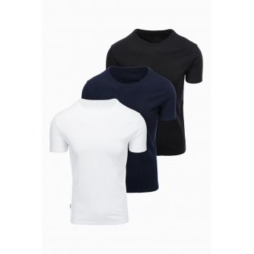 Set de tricouri regular fit din bumbac - 3 piese - Alb/Negru/Bleumarin