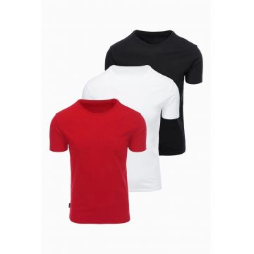 Set de tricouri regular fit din bumbac - 3 piese - Rosu/Alb/Negru