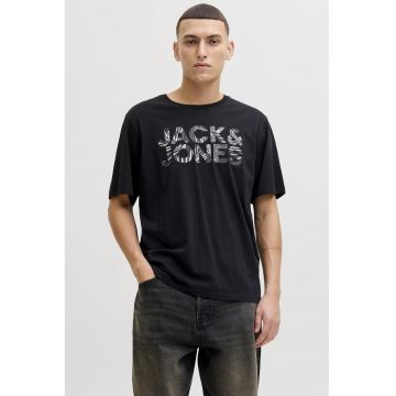 Ticou din bumbac organic cu imprimeu logo - Negru