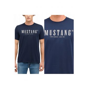 Tricou Barbati -  Style Austin - Regular Fit - Maneca Scurtdwqfa - Decolteu Rotund - Cu Logo - Bumbac - Design Clasic - Albastru